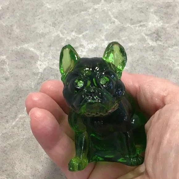 Vtg Westmoreland 2.5” Glass Bulldog Figurine Rhinestone Eyes - Picture 5 of 7